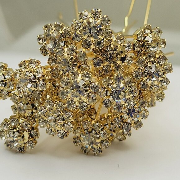 Gold Tone Wedding Crystal Hairpins - Picture 5 of 10